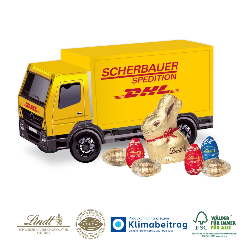 3D Präsent LKW mit süßer Füllung - Lindt Hase