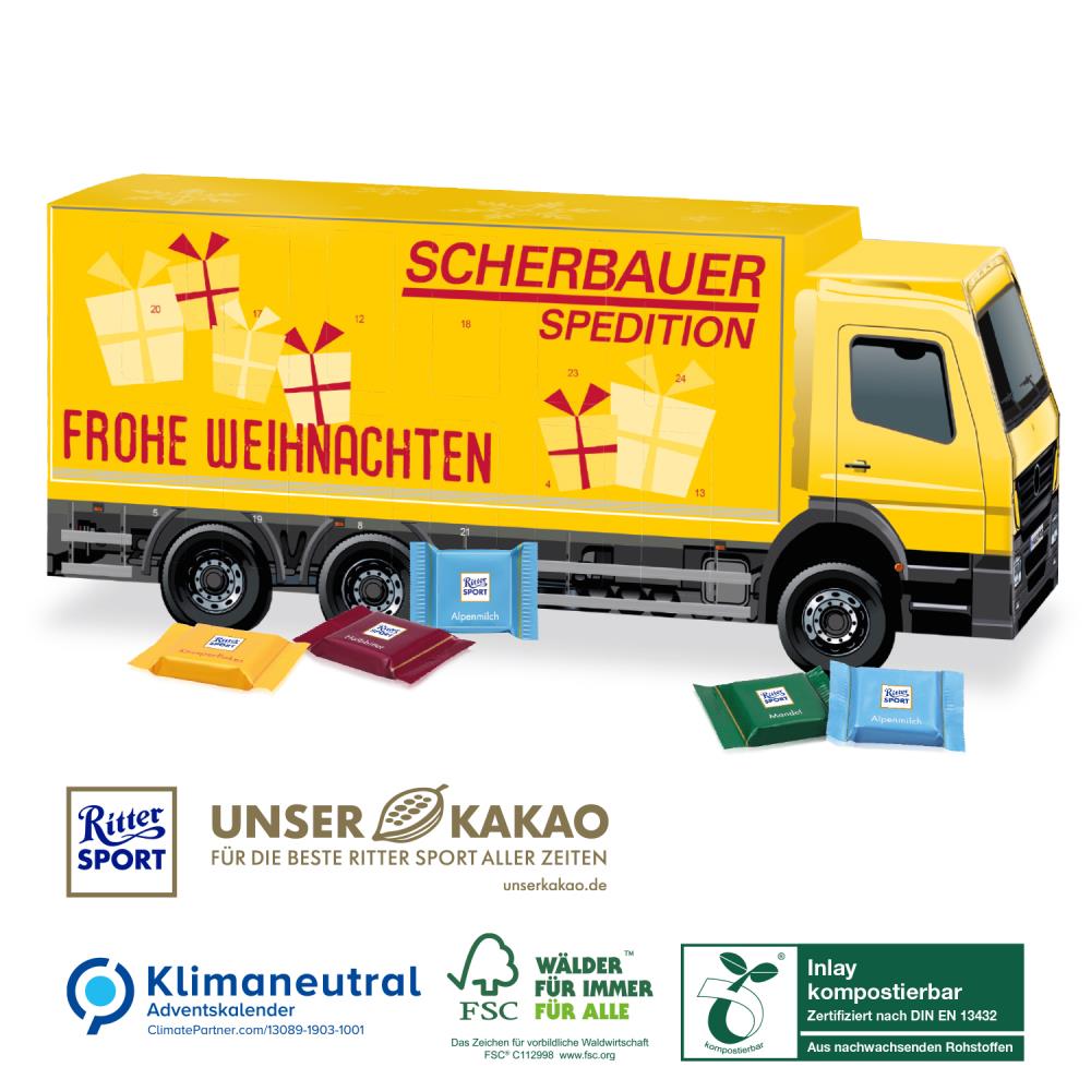 LKW Adventskalender Ritter SPORT - kompostierbares Inlay