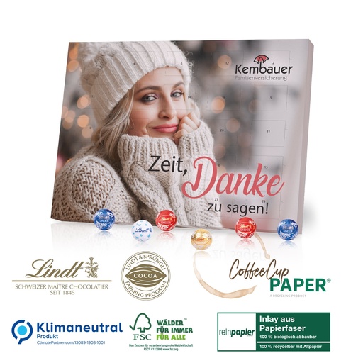 [55340-W] Upcycling Adventskalender „Coffee-Cup“ mit Lindt Schokolade