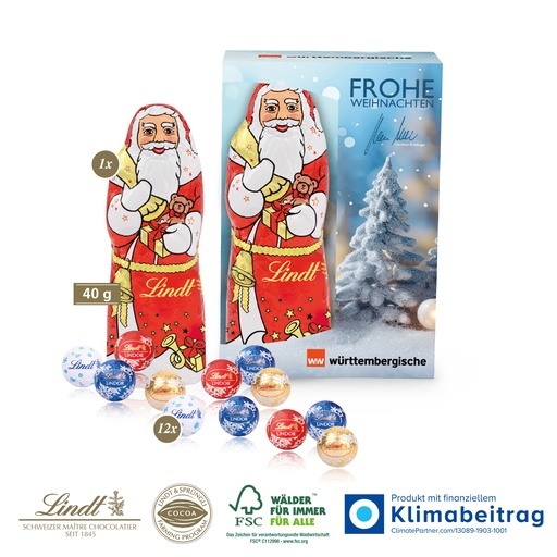 [95531-W] Premium-Präsent Lindt Minis und Weihnachtsmann „Medium"